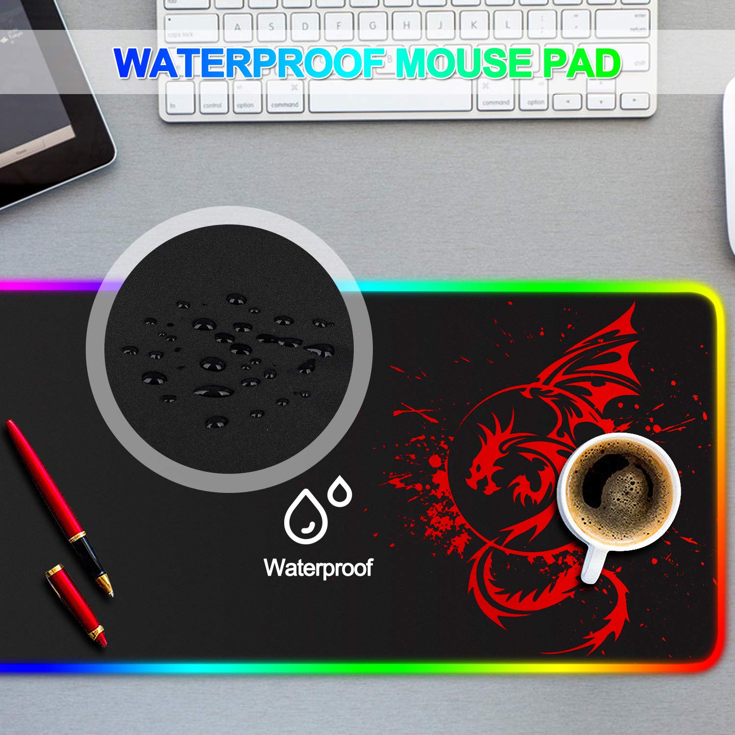 Retoo Tappetino Per Mouse RGB Gaming Con Mappa Del Mondo - Foto 6