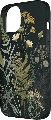 Miniatura 5 de Funda para iPhone 13 Pro Olive Green Boho Botanical Wildflowers