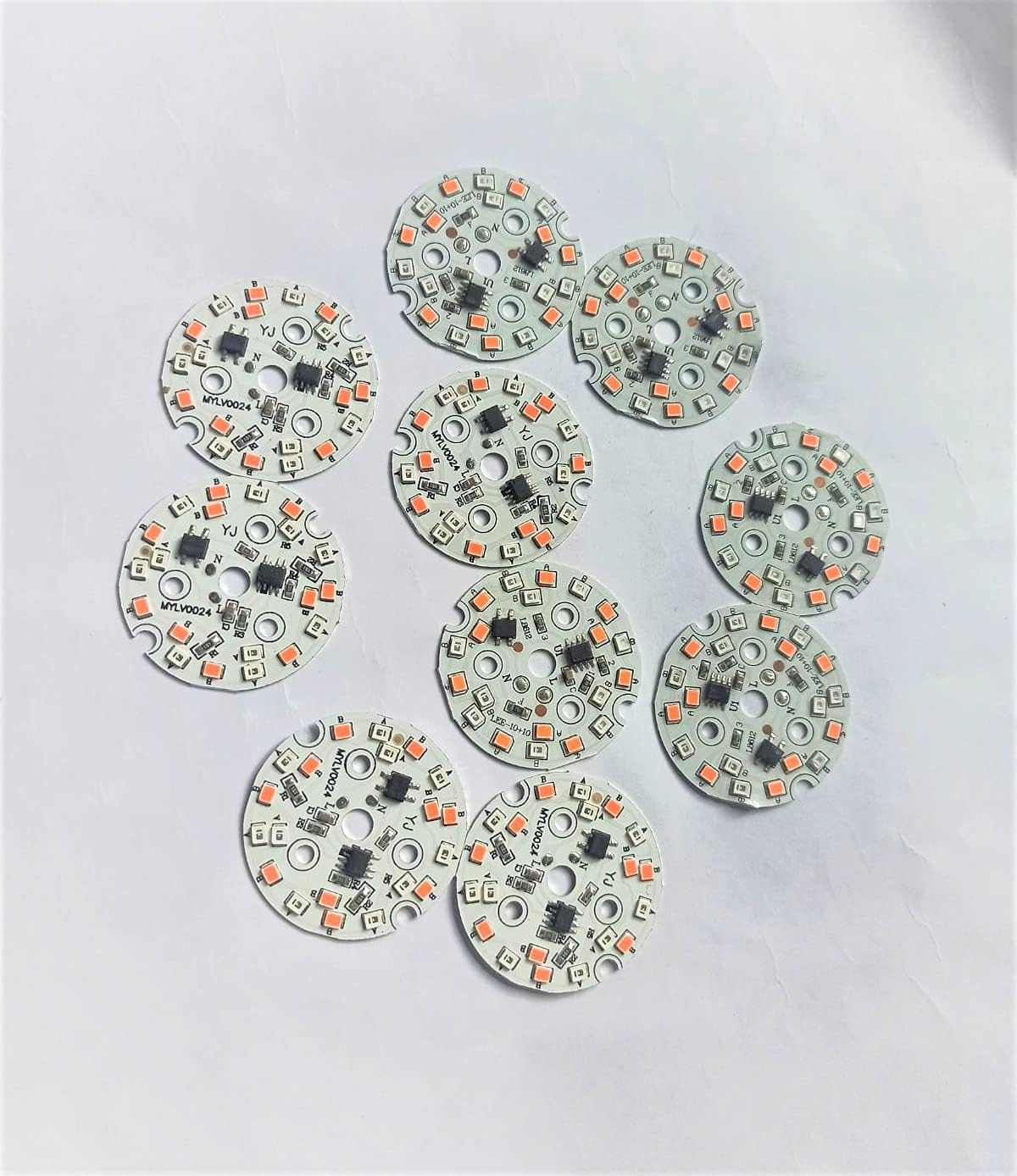 LED RAW MATERIAL COLOUR CHANGING DOB PLATES IN 3 COLOURS(PINK,RED,BLUE) DIRECT ON MCPCB BOARD(PACK OF 10)
