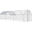 Sino Luban Large Metal Chicken Coop Run for 20 Chickens/Ducks, Chicken Runs for Yard with Waterproof Cover, Chicken Enclosure Pen Outdoor, Walk-in Poultry Cage (Upgrade Top & Corner Support Brace)