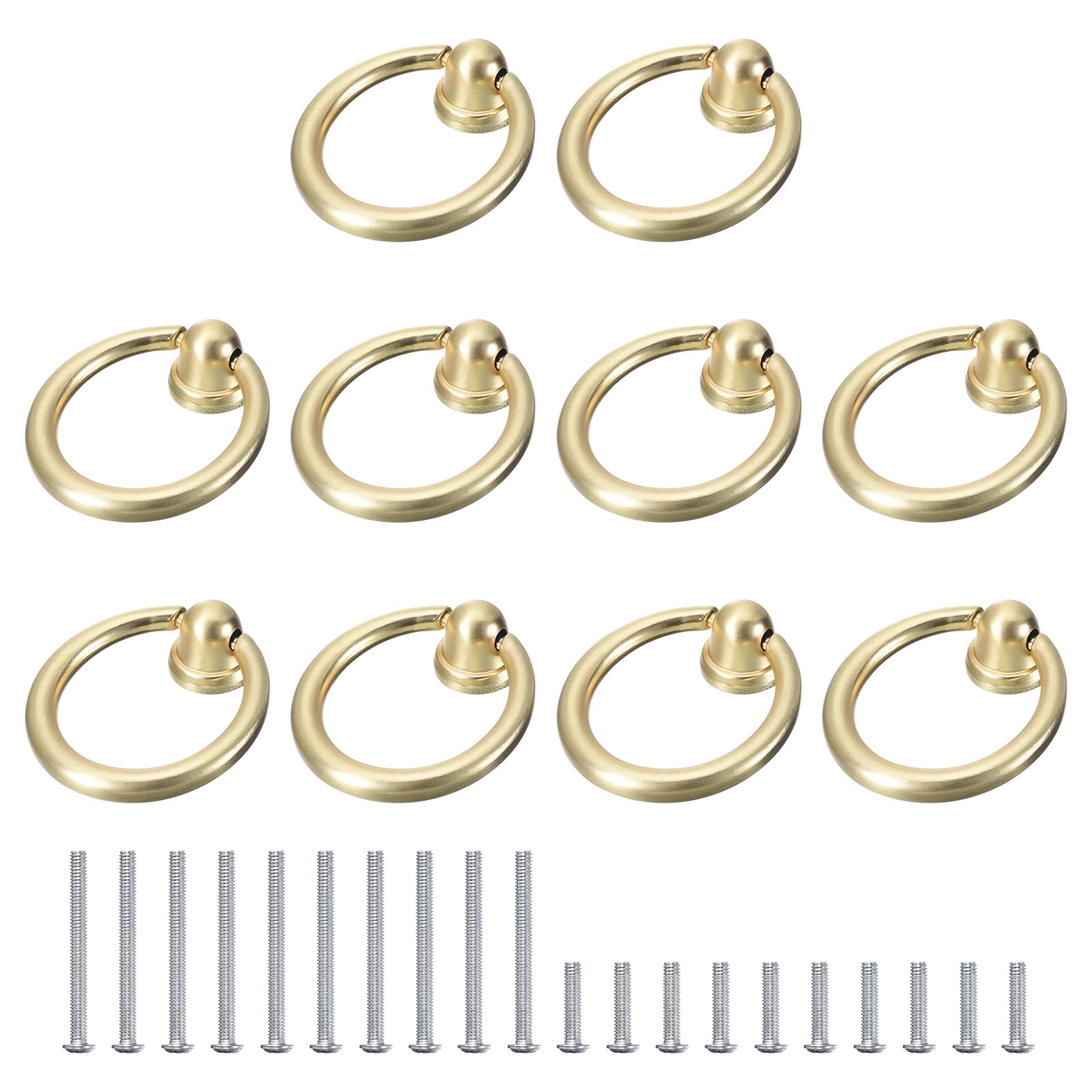sourcing map 10pcs Gold Cabinet Knobs, Zinc Alloy Drawer Knobs with Screws, Kitchen Hardware Drawer Pulls for Cupboard Drawers Closet Door