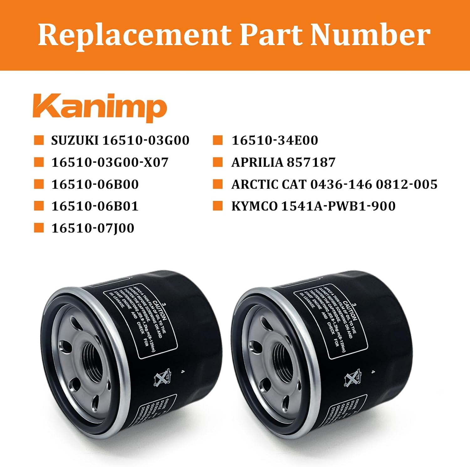 HF138 Oil Filter for Replacement for Suzuki 16510-07J00 16510-03G00 16510-03G00-X07 16510-06B00 16510-06B01 16510-07J00 16510-34E00 Aprilia 857187 (2 PCS)