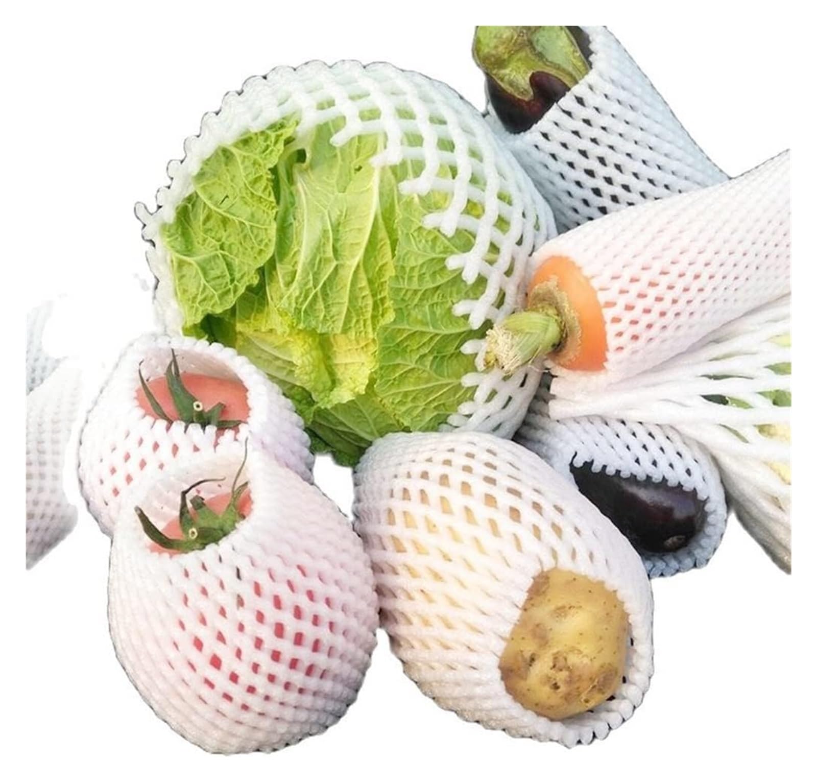 Fundas Protectoras de Malla de Espuma para Fruta, 50 Fundas de Red Espuma for Frutas con Bolsillos, Varios tamaños for Embalaje Transporte(12X7cm)