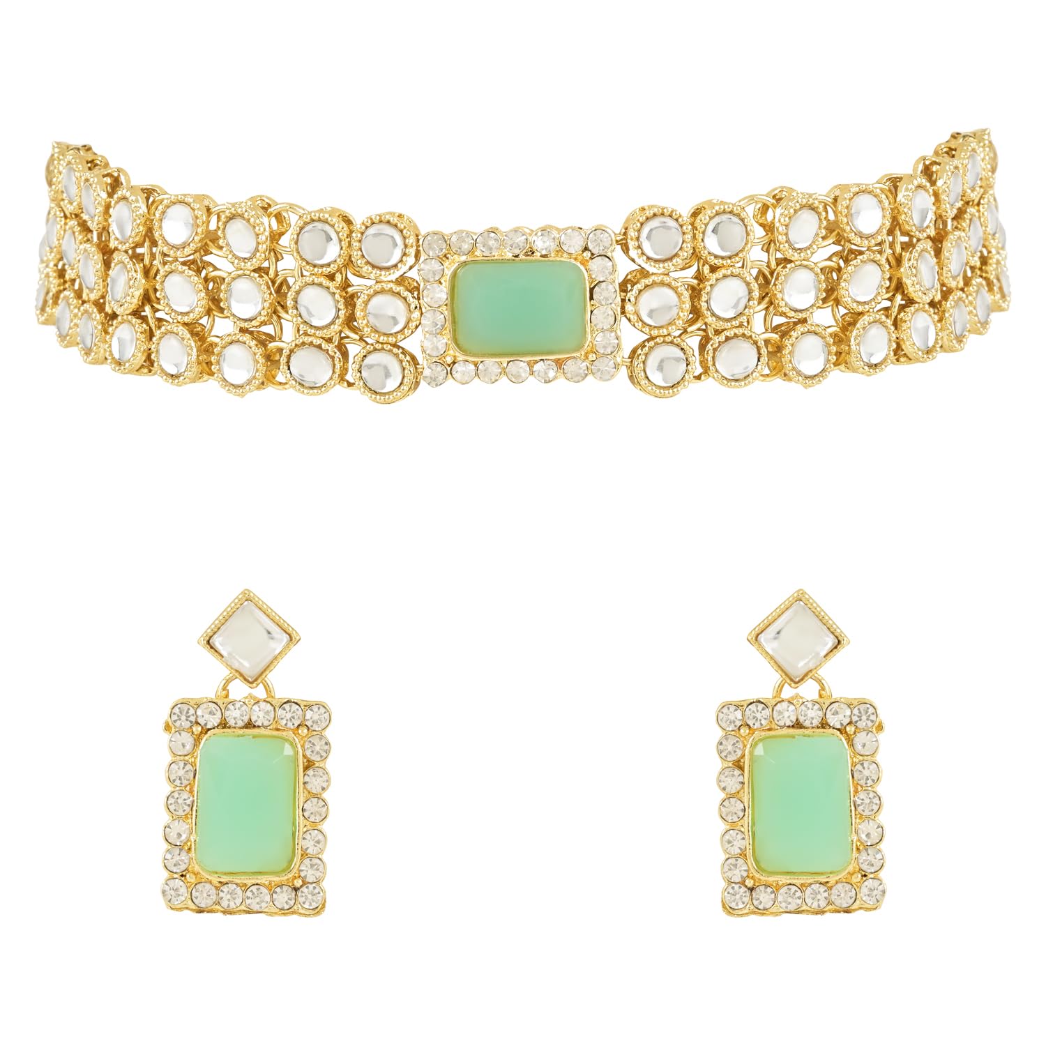 I Jewels 18K Gold Plated Traditional Handcrafted Stone Kundan Studded Choker Necklace Jewellery Set With Earrings For Women/Girls (IJ369Min) (B0C7N641BW) Amazon Price History, Amazon Price Tracker