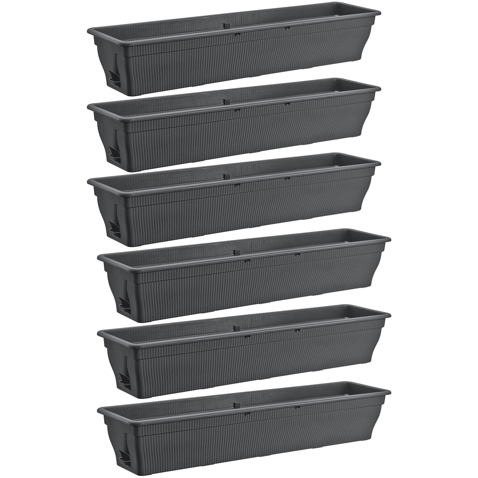 Jardinières de balcon 100 cm avec réservoir d'eau anthracite 25 l – Lot de 6 – Résistantes aux intempéries