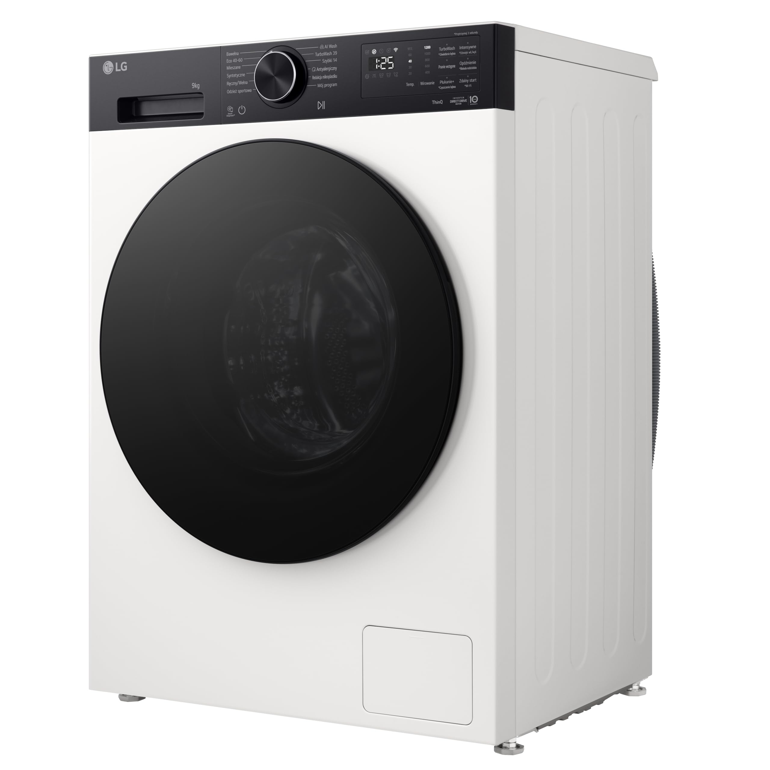 LG F2NX50S9THB Lavatrice Slim 9 kg Next AI DD, Classe A -30%, 1200 Giri, Programma AI Wash con Intelligenza Artificiale, Wi-Fi, Allergy Care, TurboWash 360, Direct Drive, Serie X5, White Black Pannel