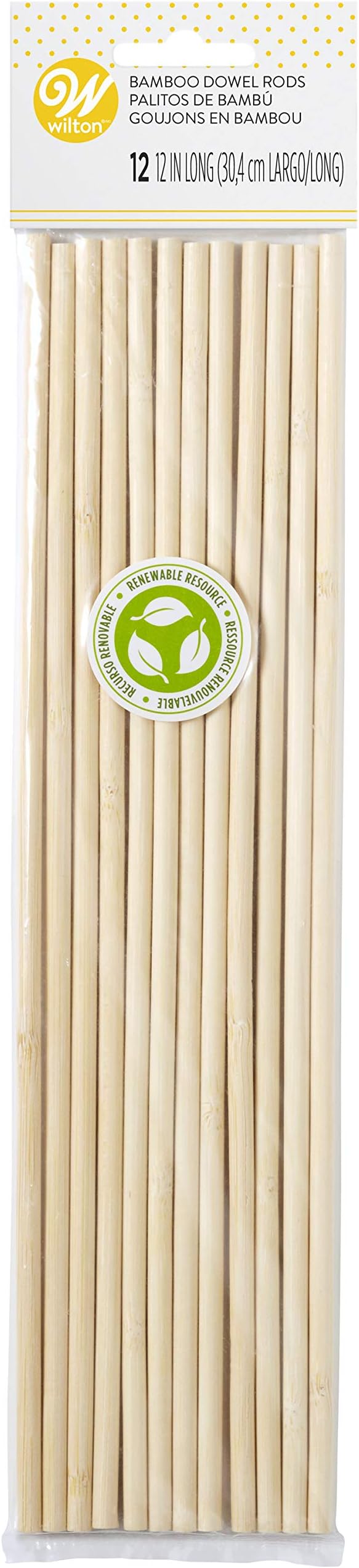 Wilton 399-1010 Bamboo Dowel Rods for Cakes, Pack of 12, White, 30 x 1 x 1 cm
