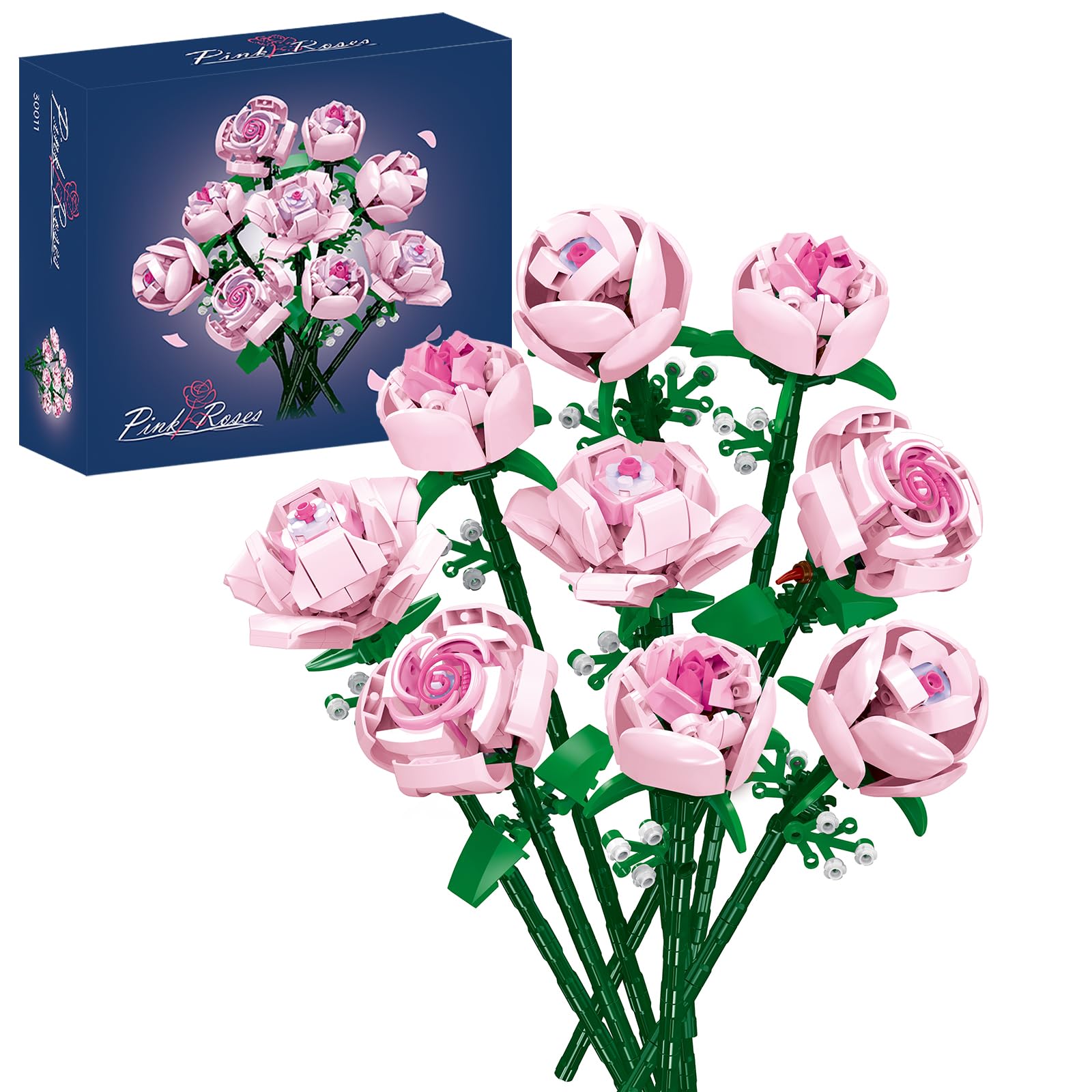 CHUANGPIN Flowers Building Set for Adults,Roses Gift for Her or