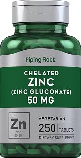 Piping Rock Zinc 50mg | 250 Vegetarian Tablets | Chelated Gluconate | Non-GMO and Gluten Free Supplement