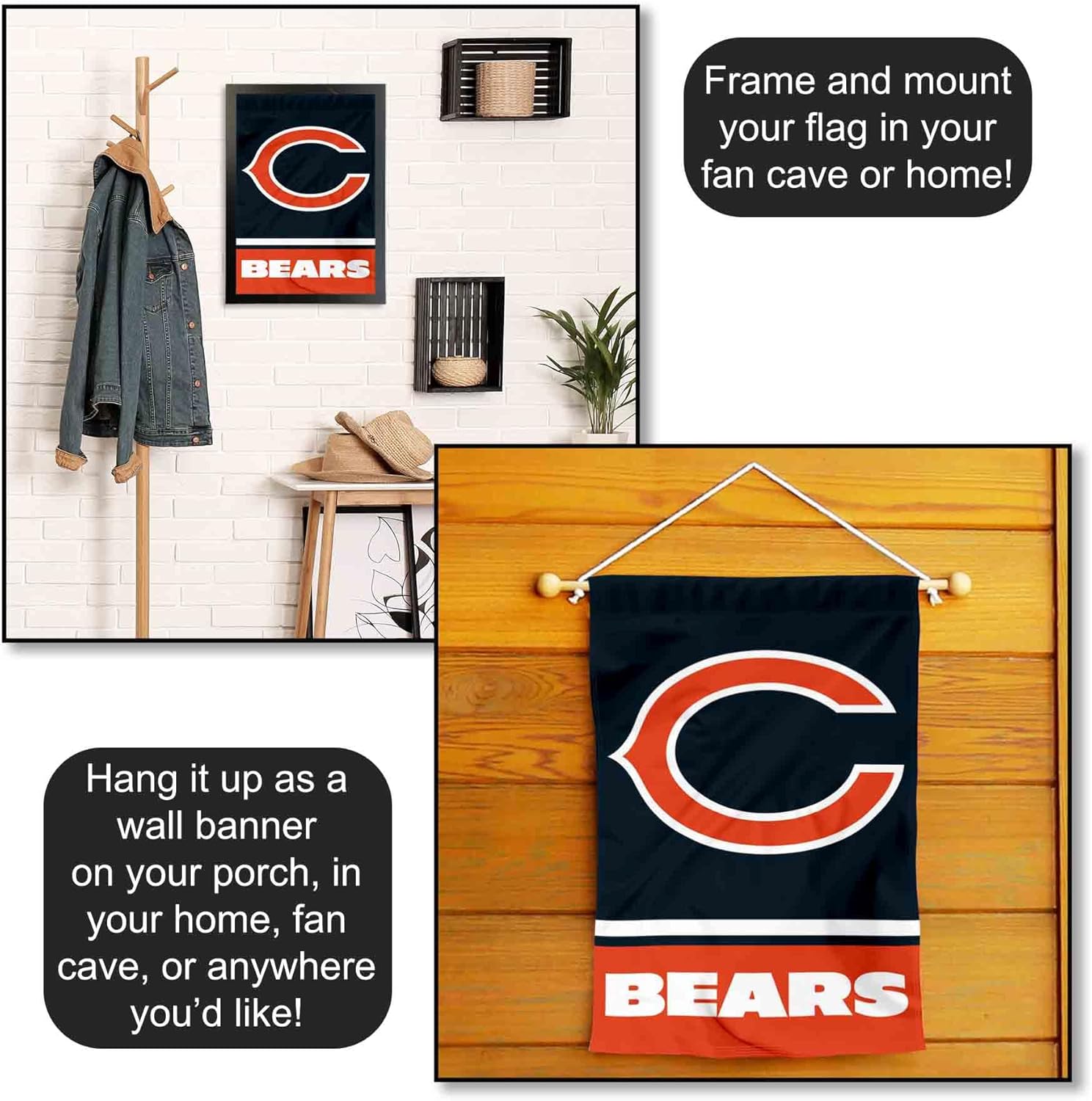 Chicago Bears C Logo Double Sided Garden Flag - Image 5