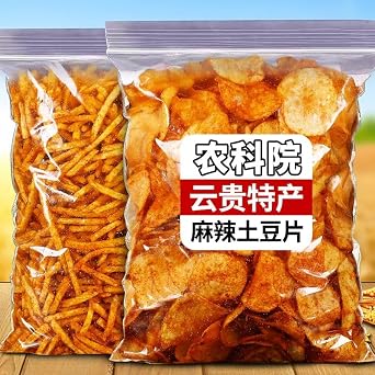 Spicy Potato Chips, Vegetable Dried Food, Mala Latiao, Potato Chips, Snack Food, Vegan,Delicious Chinese Snack Gift (Mala slices,3bags)