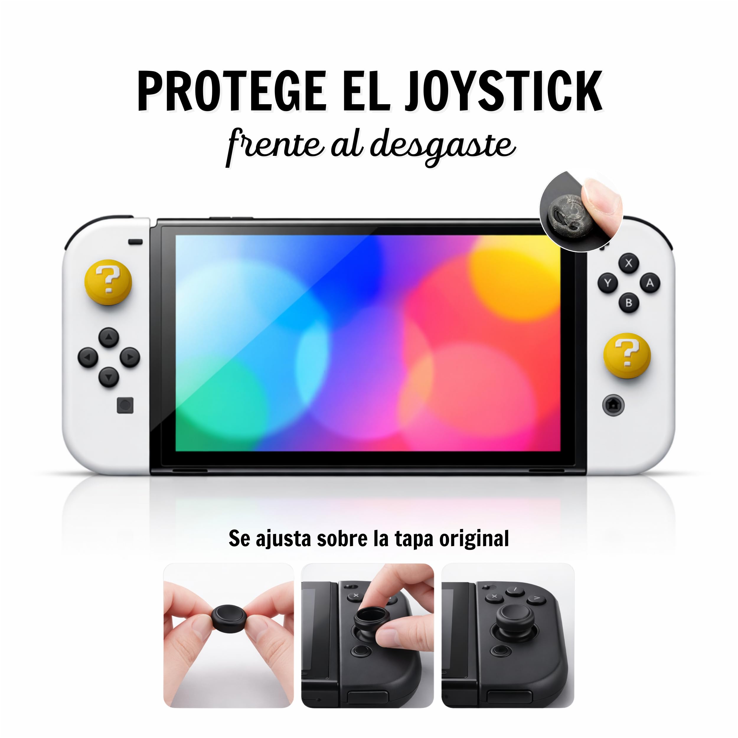 MME Thumb Grips compatibles con Nintendo Switch 1, Tapas de Joystick para Nintendo Switch, Silicona Suave y Duradera, Accesorios Compatibles con Switch 1 Lite OLED (Mario)