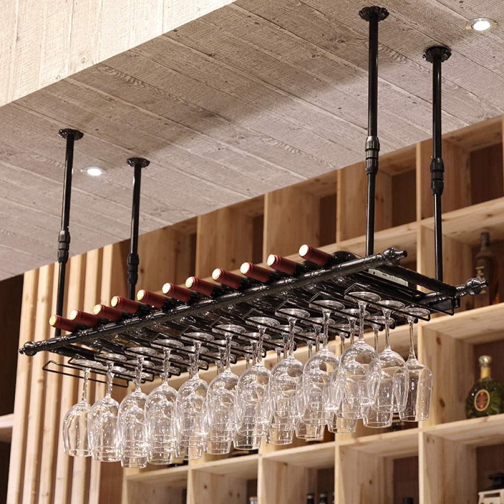 Casier à vin mural avec barre suspendue pour sécuriser vos verres à pied