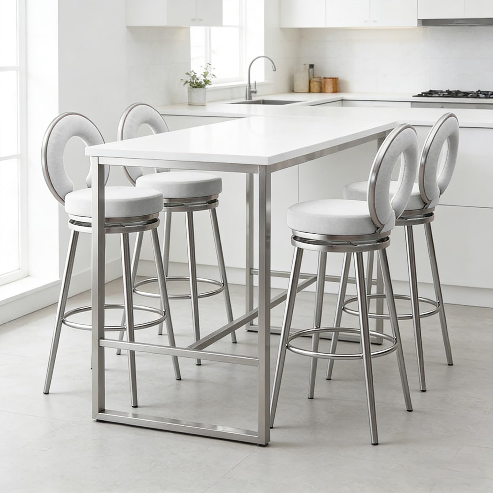 Taburete de Bar Giratorio de Altura de mostrador, 75 cm, Isla de Cocina