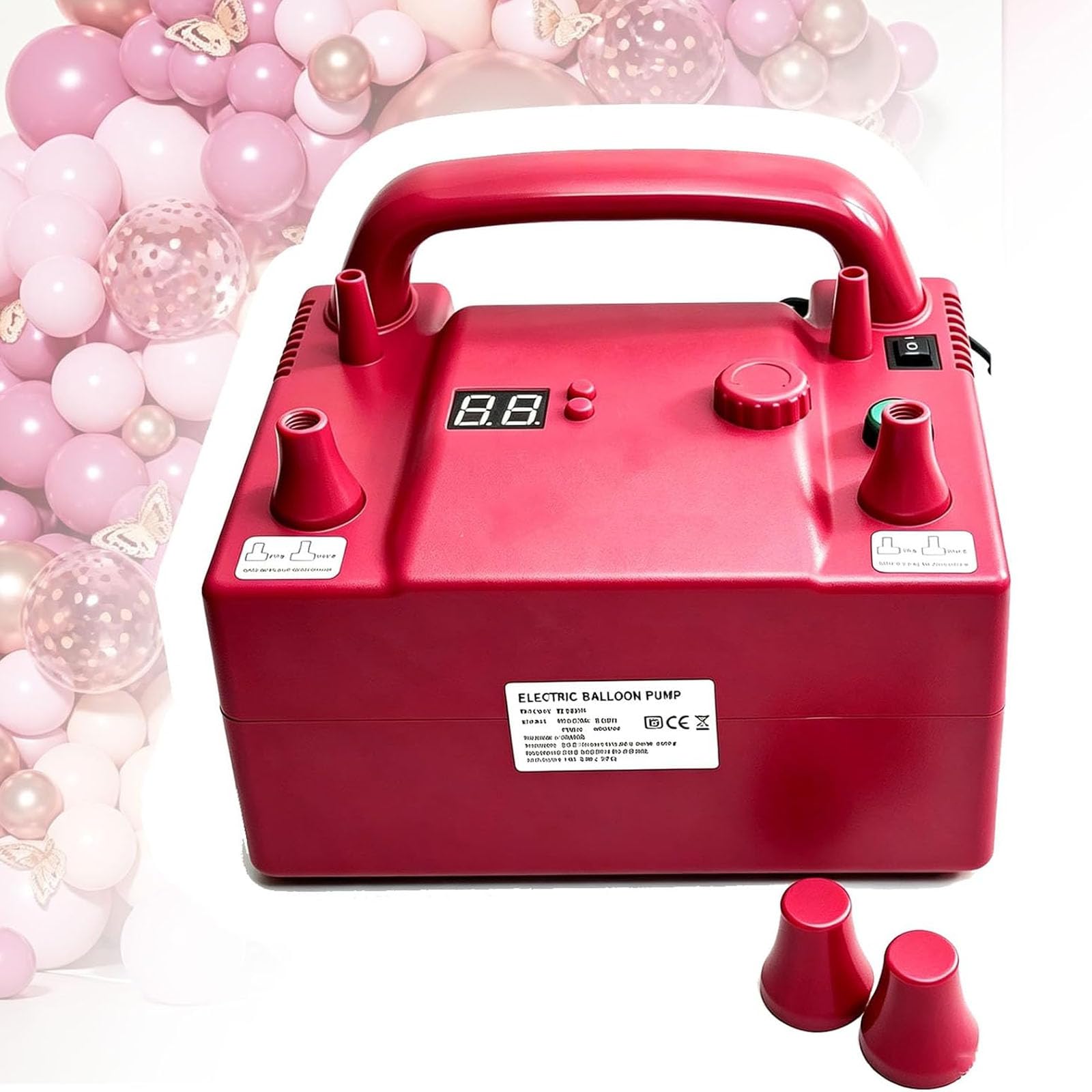 Soffiatore Di Palloncini Portatile Da 800 W, Gonfiatore Elettrico A Doppio Ugello Con Timer Digitale E Velocità Regolabile, Ideale Per Archi E Ghirlande Di Palloncini Fai Da Te, Decorazioni Per