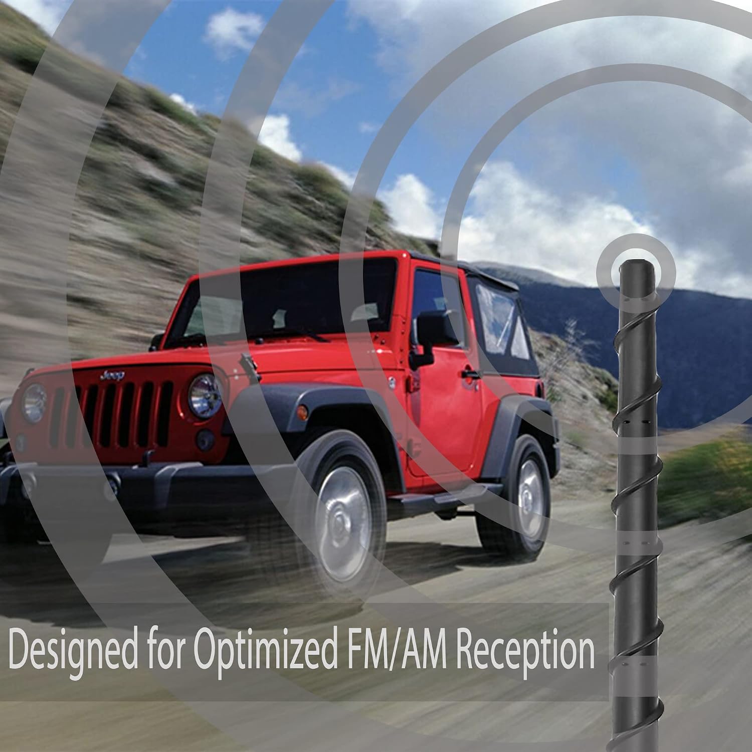 KSaAuto 16 Inch Antenna for 2007-2025 Jeep Wrangler Gladiator JL JKU JT Sahara Rubicon Unlimited Sport 4xe Willys Mojave, Antenna Replacement Upgrade for Car Radio Jeep Wrangler Gladiator Accessories