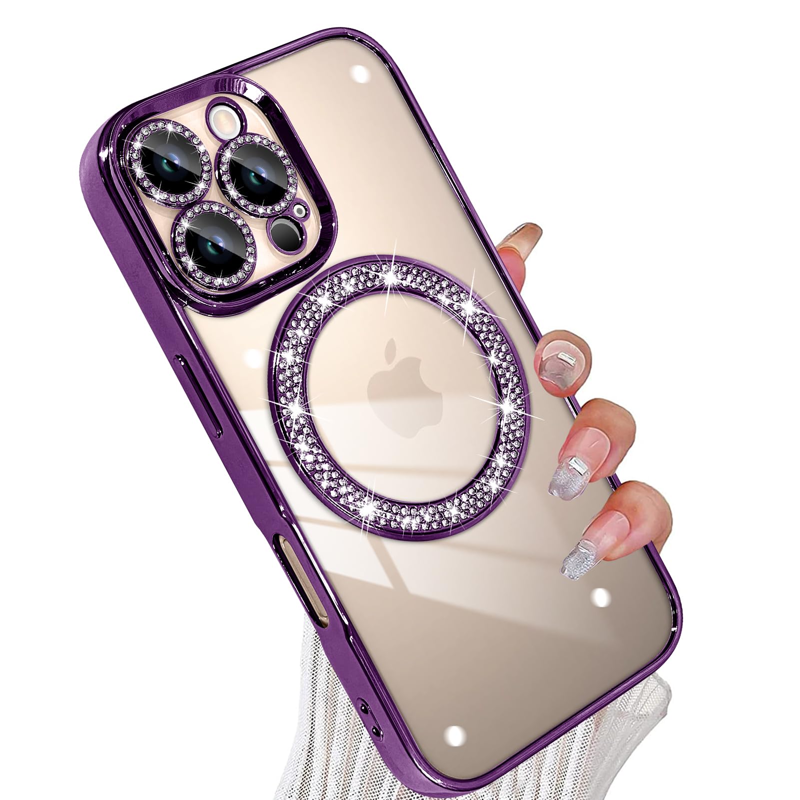 CANSHN Magnetic Compatible With IPhone 16 Pro Max Case, Upgraded [Full Camera Protection] [Compatible With Magsafe] [Translucent Matte] Shockproof Protective Phone Case Cover 6.9 Inch - Deep Purple - View #10