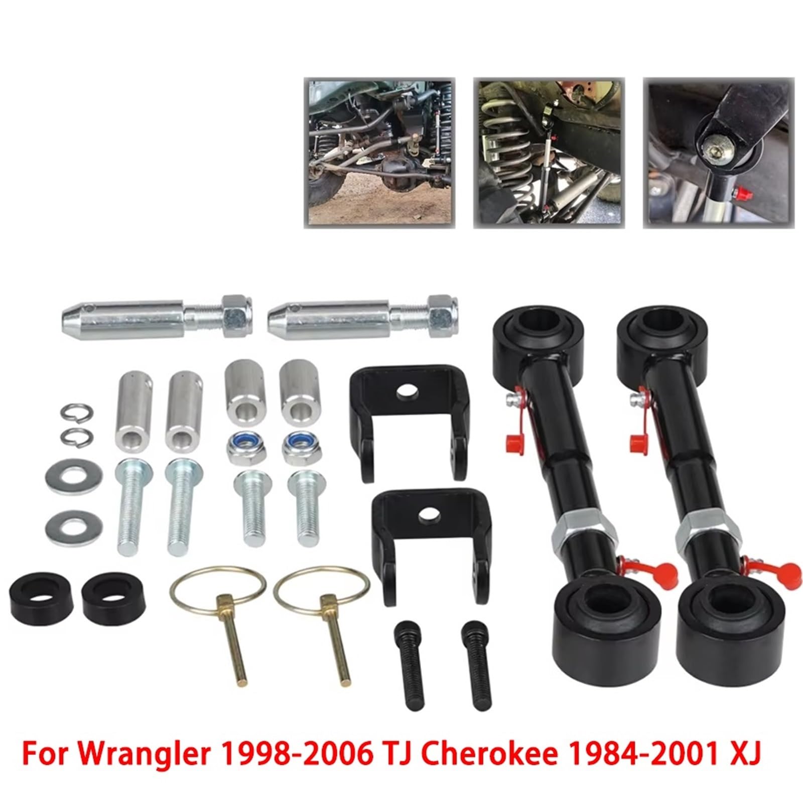 Stabilizator samochodowy Pasuje do Wrangler 1998-2006 TJ Cherokee 1984-2001 Z podnośnikami 2,5" - 6" Przednie łączniki stabilizatora Szybsze rozłączanie
