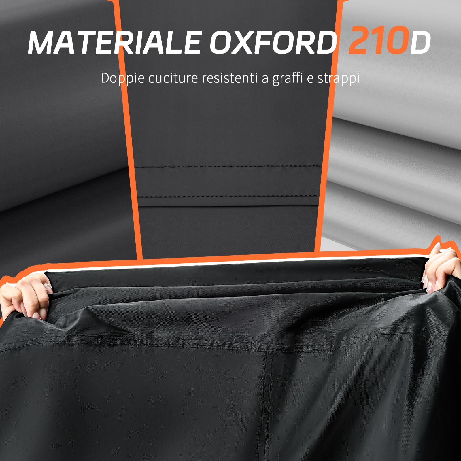 Telo Coprimoto Impermeabile Telo Moto Esterno Oxford 210D Copri Moto Polvere Pioggia Vento Escrementi di Uccelli Copertura Antifurto per Motorino Bicicletta Motocicletta Scooter, 245x105x125