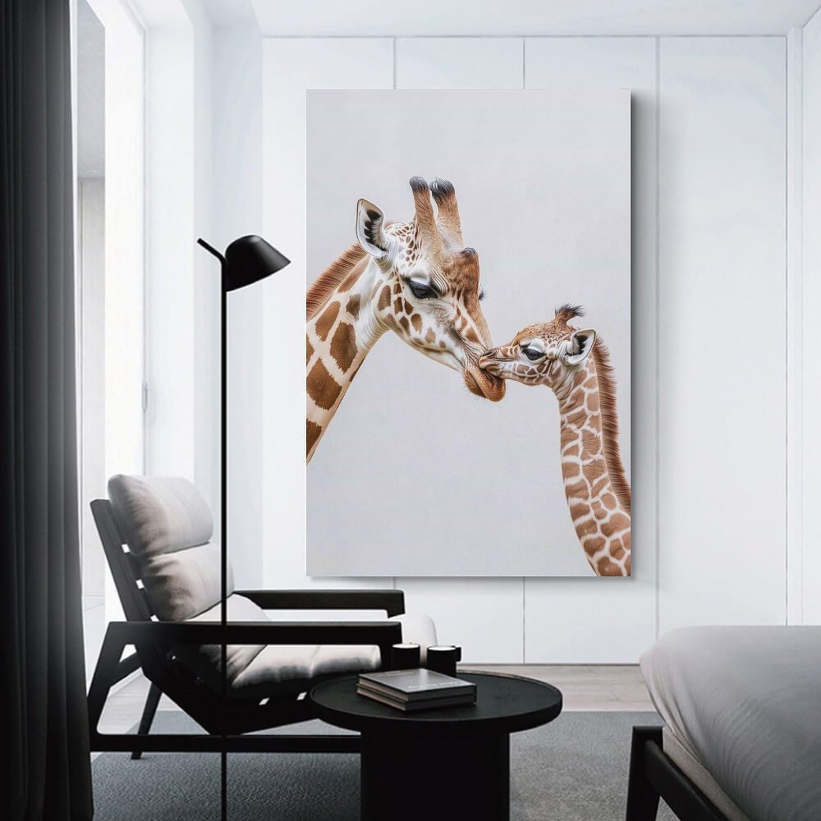 Junmoney Unframe-Style-2 Giraffe Mother And Baby Canvas Wall Decor, 16X24inch(40X60cm), For Wall Displays, Bedrooms Or Room Updates, Wall Decor Suited To Curated Displays