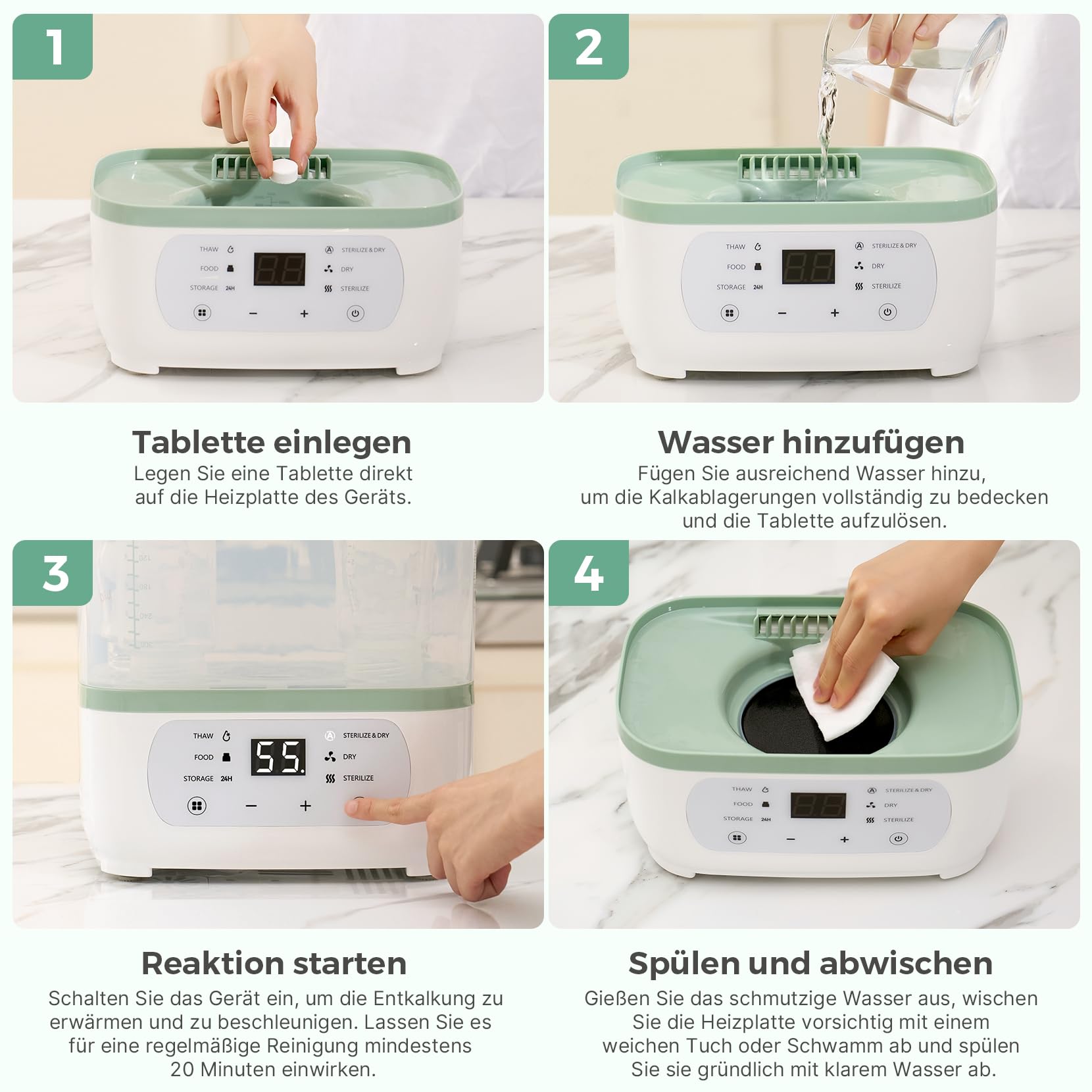 Momcozy Elektrischer Dampfsterilisator & Trockner für Babyflaschen – Platzsparend, 6 Flaschen Kapazität & Entkalkungstab für Babyproduct wie Milchpumpem, Flaschenwärmer, Bottle washer, Sterilisator fü