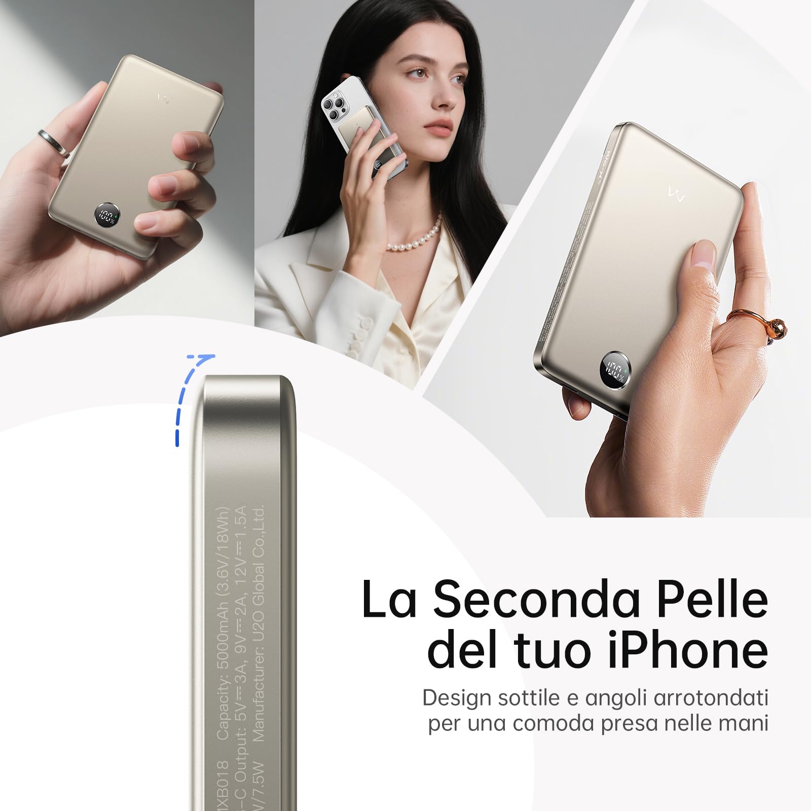 iWALK Portatile Power Bank Magnetic Wireless LED - Dettaglio