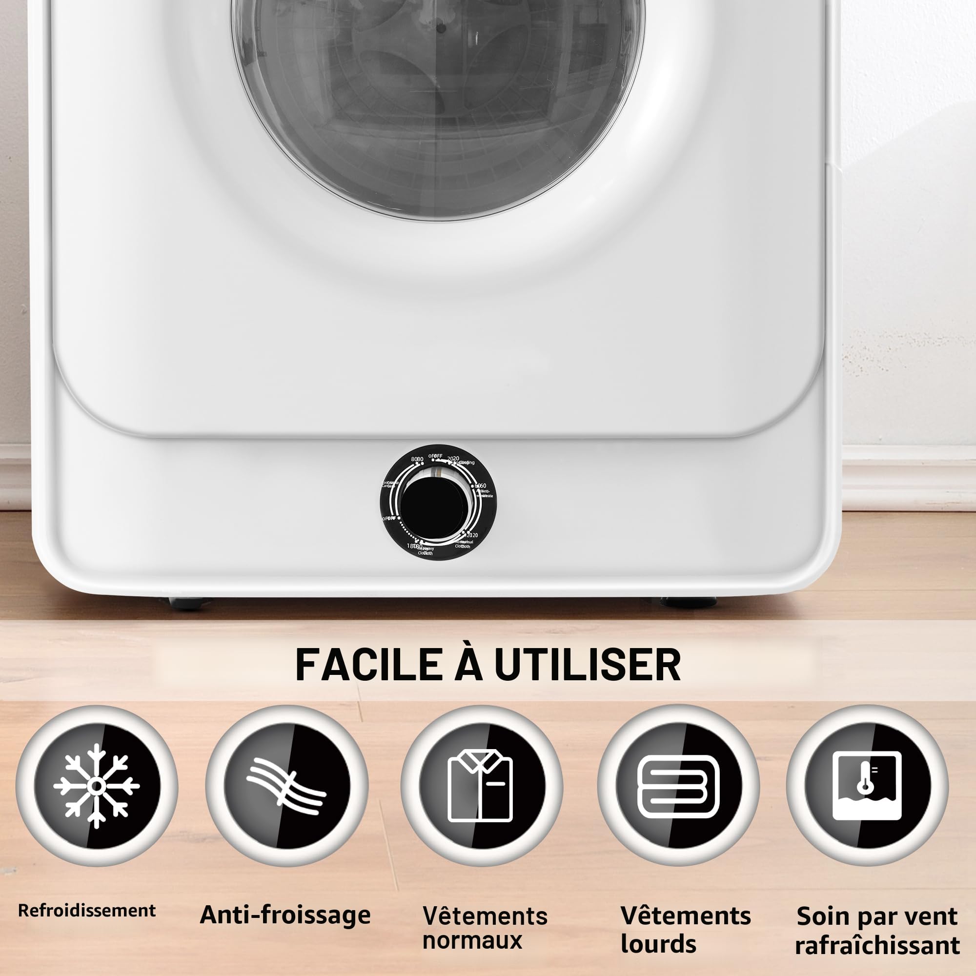 Merax sèche-linge mural 5 programmes 3-4,5 kg 830 W protection surchauffe filtration multiple