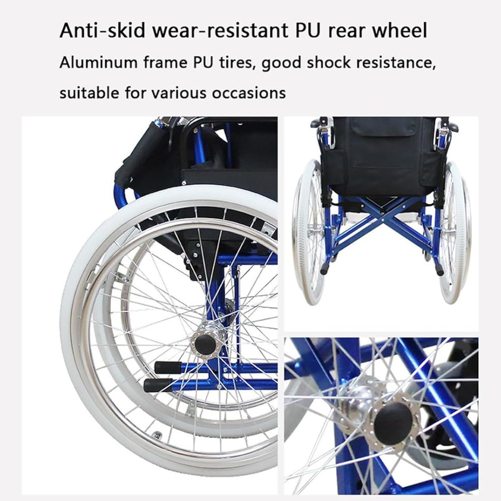 Silla De Ruedas De Aluminio para Viajes, Asiento 47 Cm,Silla De Ruedas De Tránsito Reposabrazos con Respaldo Plegable para Traslado,Plegable Silla De Ruedas Manual Ligera Reposapiés Abatibles