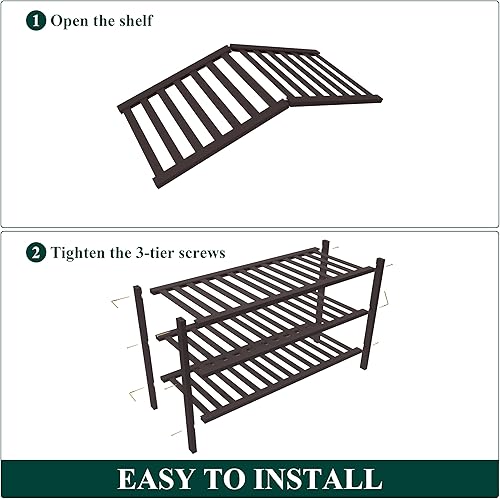 Miniatura 6 de Smiry Zapatero de bambú para armario, organizador de zapatos apilable de madera de 3 niveles, estante de almacenamiento de zapatos para entrada,