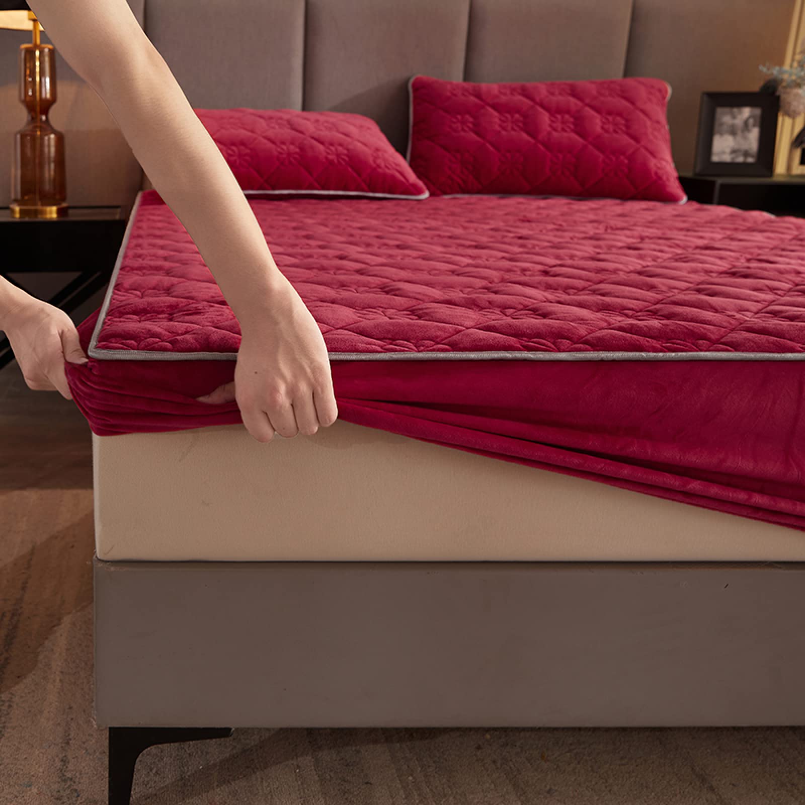 sábanas bajeras para colchones altos 180x200cm, sábana bajera elástica de felpa gruesa de invierno, edredón de terciopelo para cama de pareja, funda de colchón para apartamento, dormitorio, cúrcuma