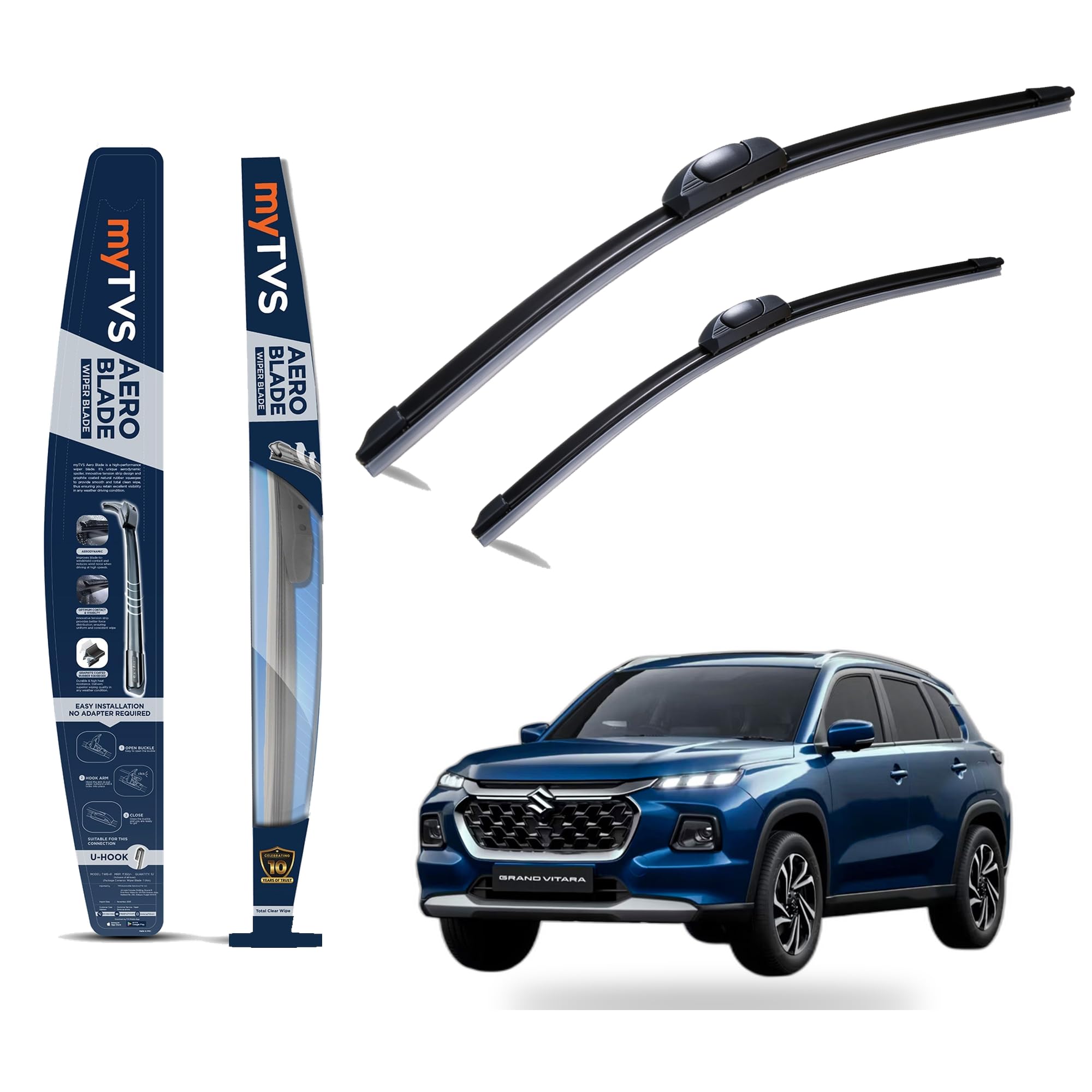 myTVS Frameless Car Wiper Blades for Maruti Grand Vitara | Set of 2 (24"+16")-image-45