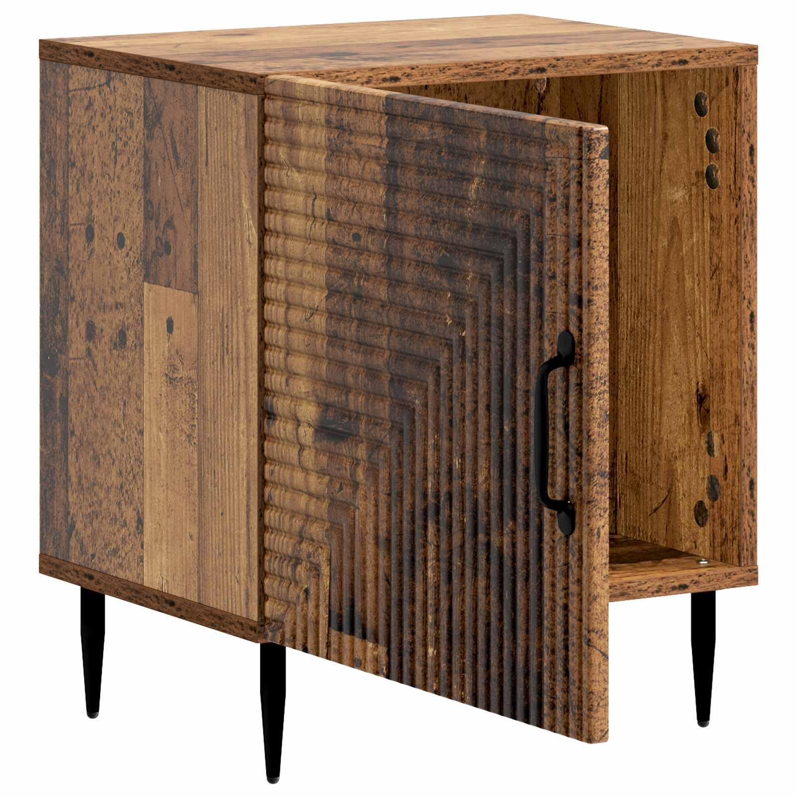 Comodino effetto legno anticato, 43 x 34,5 x 50 cm, in legno