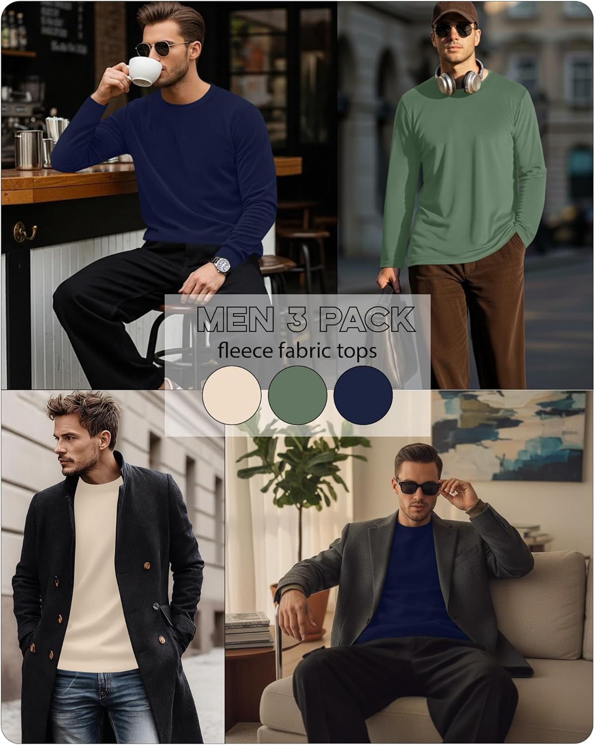 3 Pack Mens Long Sleeve Shirts Crew Neck Thermal T-Shirt Thick Pullover Basic Tops Casual Comfortable Sweatshirt - Image 4