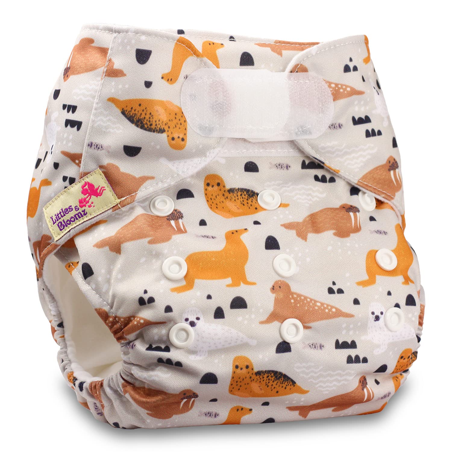 Littles & Bloomz, Reusable Pocket Cloth Nappy, Fastener: Hook-Loop, Set of 1, Pattern 23, Without Insert — image 1