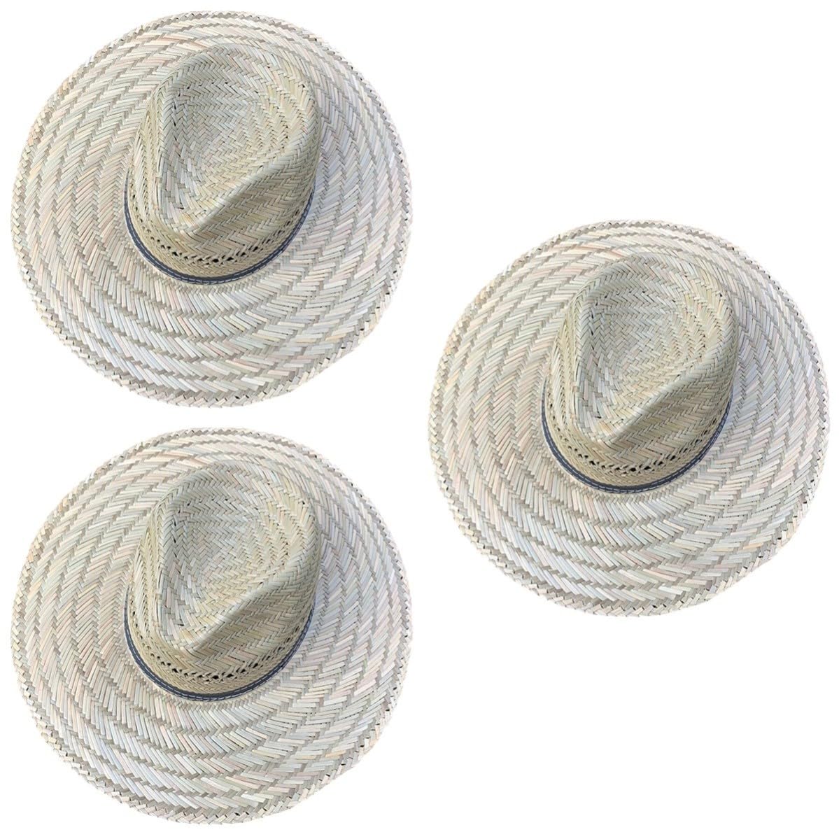 OSALADI 3 Pezzi Cappello di Paglia Estivo Tesa Larga per Uomo e Donna, Portatile e Traspirante, Protezione Solare Completa, per Ciclismo e Campeggio in Estate