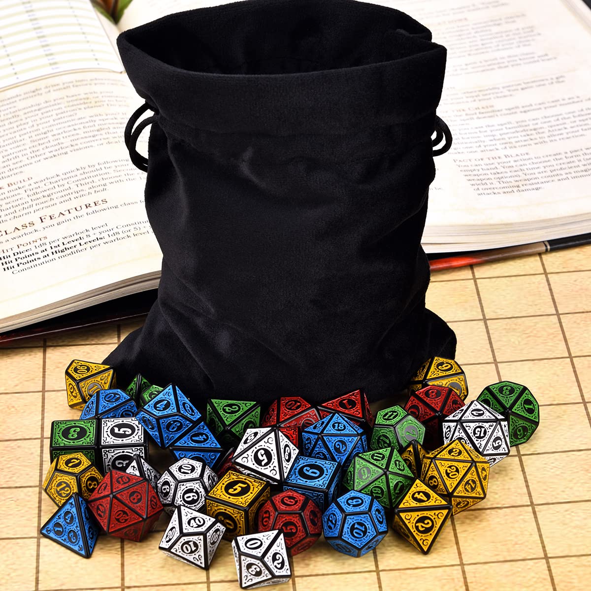 Dados 6 Sets Polyhedral 7-Die Rune Dice D4-D20 con Bolsa for DND RPG Juegos de Aventura de Guerra Dado Gigante (Size : D)