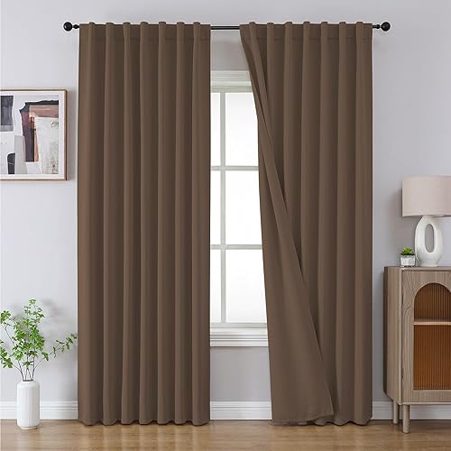 Miniatura 10 de CUCRAF - Cortinas opacas, oscurecedoras de habitaciones, con bolsillo para cortinero, aislamiento térmico, para sala de estar, y dormitorio,