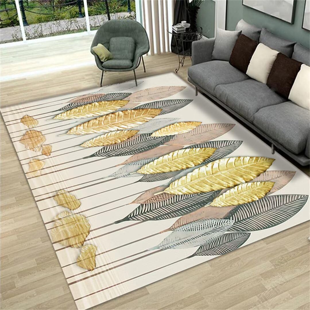 Tapis antiderapant lavable jaune 140x200 pour salon et chambre enfant