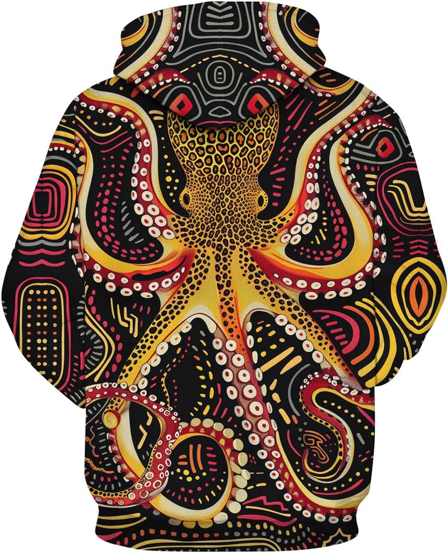 GHUALURU Unisex Cool Octopus Print Hoodies Sweatshirts Novelty Graphic Hooded Pullover Long Sleeve - Image 2