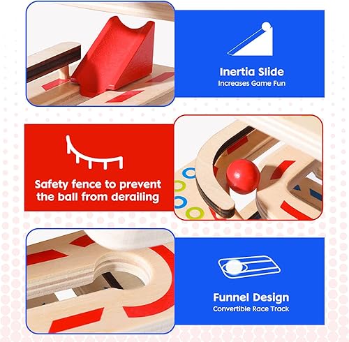 Miniatura 2 de Montessori - Juguete de bola de madera para niños pequeños, juguete educativo de madera para carreras de pistas de carreras, juguetes sensoriales