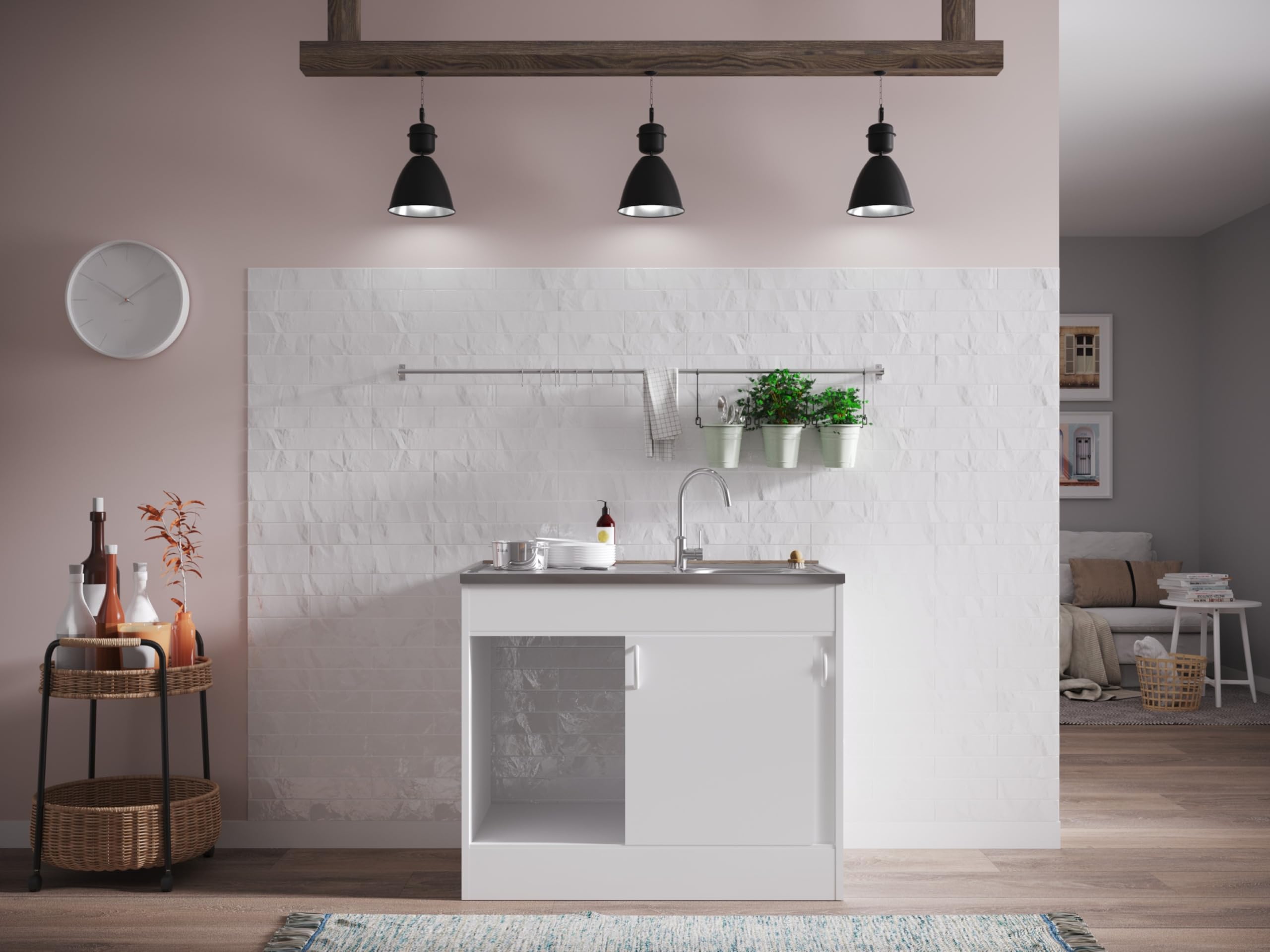 respekta Komplettspüle Samara KS60S Weiß 100 cm