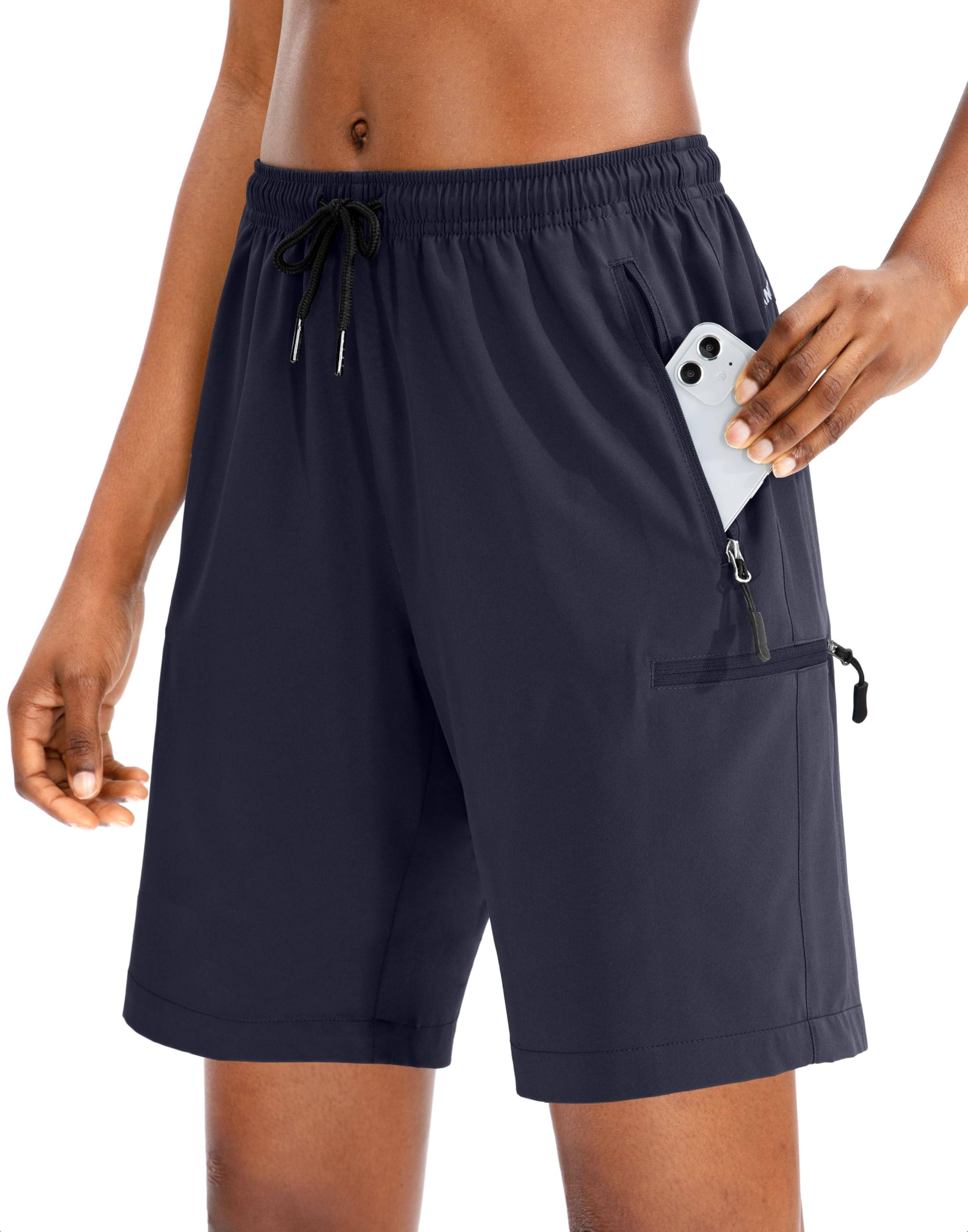 SANTINY Women's 5''/ 7''/9'' Hiking Cargo Shorts Quick Dry Lightweight Summer Shorts for Women Athletic Golf Zipper Pockets, Navy, Large-picture-33