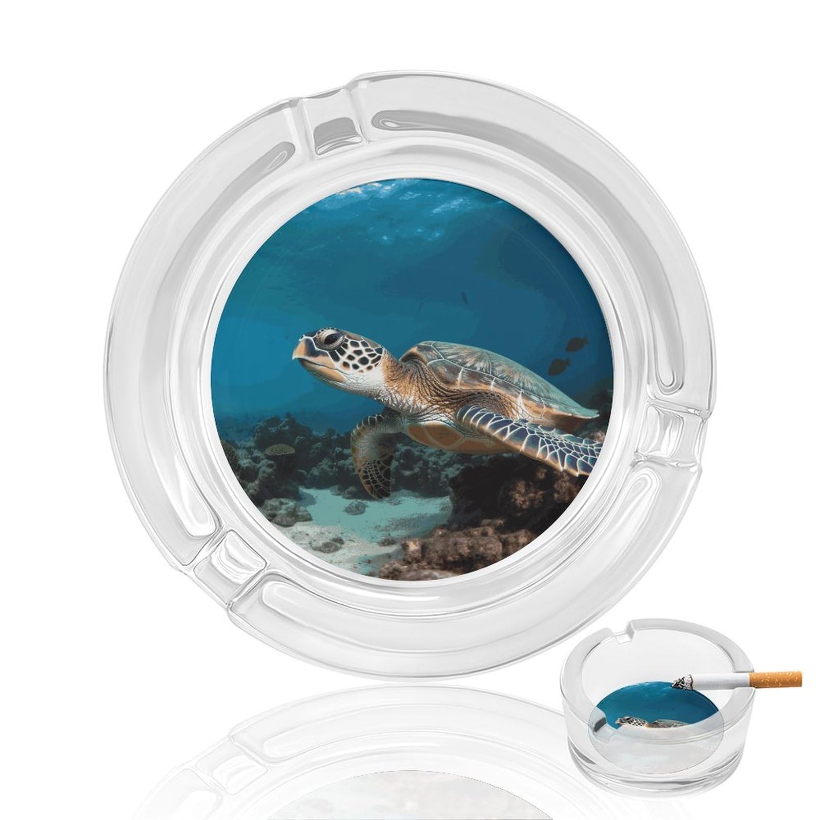 Cendrier en verre tortue pour embellir votre salon, bureau et balcon