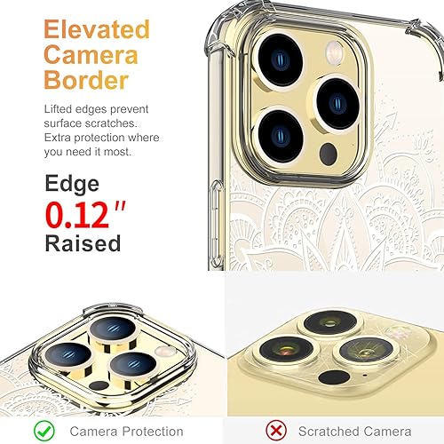 Miniatura 10 de Funda diseñada para iPhone 13 Pro con protector de pantalla, funda transparente floral para mujer, a prueba de golpes, funda protectora de TPU suave