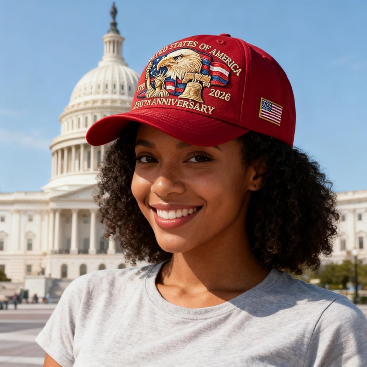 250 Anniversary USA Hat - Adjustable 250 Year American Anniversary Hat, Retro Embroidered Cap for Men Women Gifts - Image 5