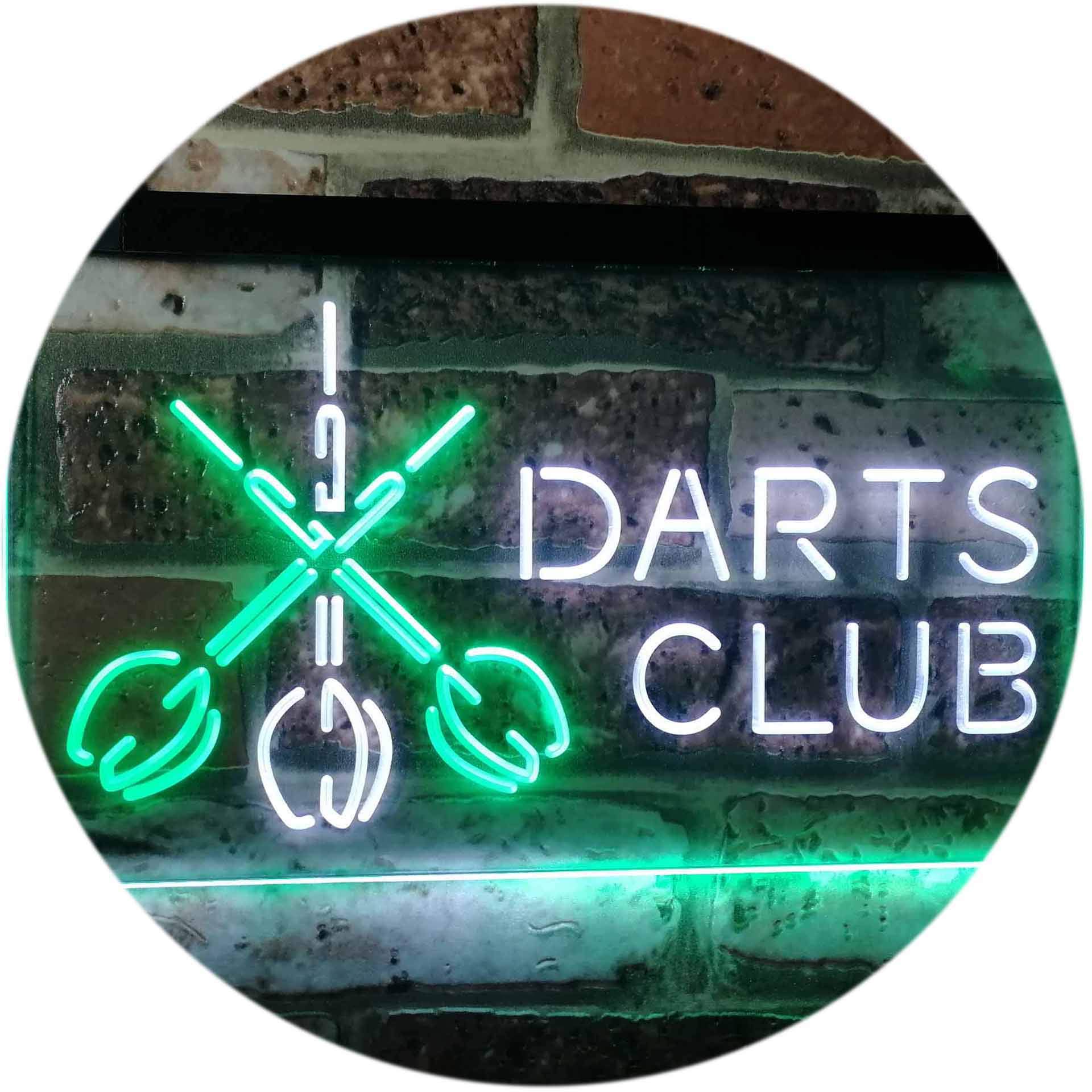 ADVPRO Dart Clubs Bar Pub VIP Open Dual Color LED Neon Sign White & Green 600 x 400mm st6s64-i3185-wg — image 1