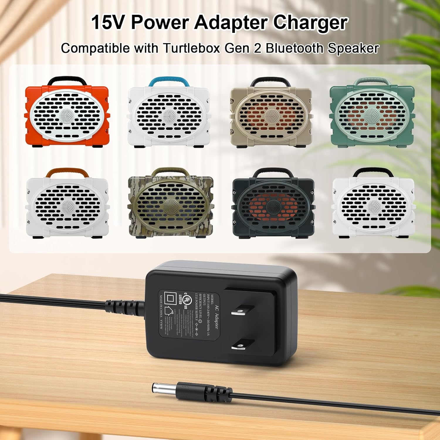 15V Speaker Charger Replacement for Turtlebox Gen 2: Loud! Outdoor Portable Bluetooth 5.0 Speaker AC Adapter Charger Power Cord Supply with UL Listed - Image 3