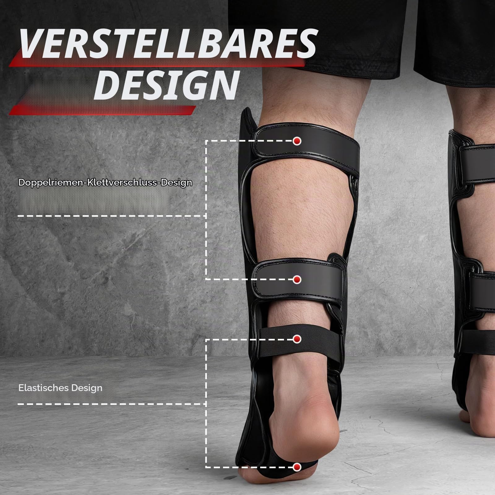 NZQXJXZ Schienbeinschoner Kickboxen mit 16oz Boxhandschuhen, Muay Thai Schienbeinschützer, Verstellbare Beinschützer mit Spannschutz, Kampfsport Trainingsausrüstung für MMA Training und Sparring