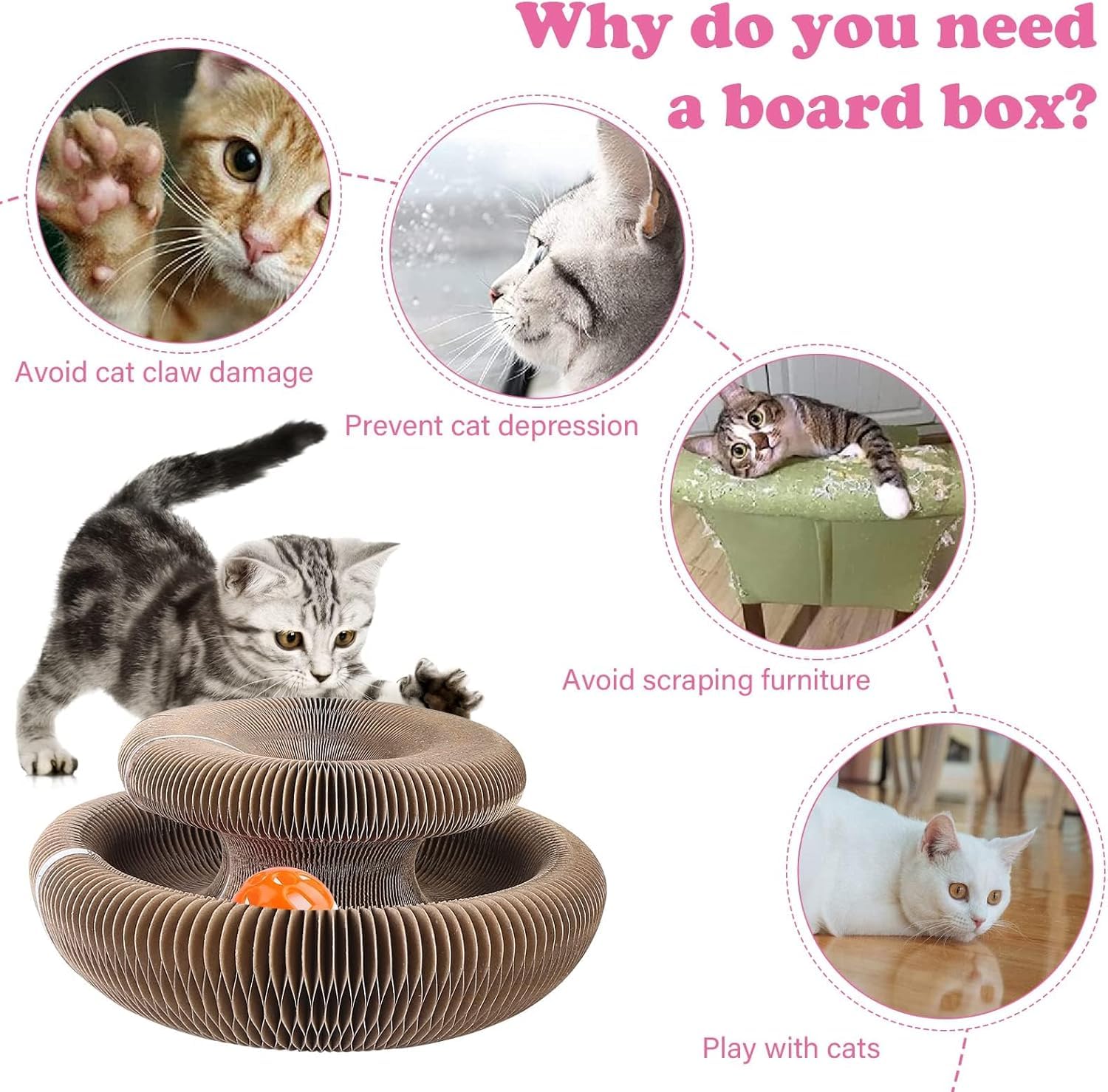 Griffoirs Pour Chats, Carton De Griffoir De Chat 2-en-1 Multifonction Avec Un Griffoir En Forme