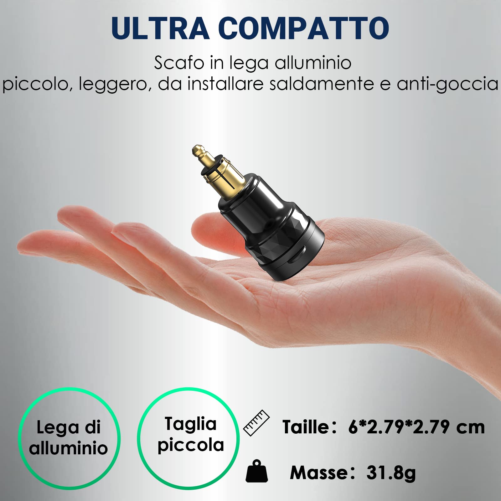 Prese DIN a USB per Ricarica Rapida Moto BMW, Qidoe Metallo PD 3.0 & 18W QC 3.0 Adattatore Presa Din Hella a USB Caricatore con LED Blu per 12-24 Volt Motocicli Europei Ducati/Triumph/BMW